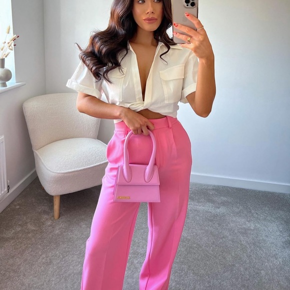 ZARA Wide Leg Pants Pink - Picture 3 of 5